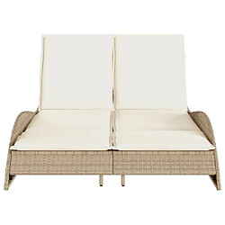 Avis vidaXL Chaise longue avec coussins beige 114x205x73 cm résine tressée