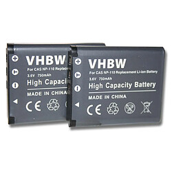 vhbw 2x Batteries compatible avec Casio Exilim Pro EX-F1 appareil photo, reflex numérique (750mAh, 3,6V, Li-ion)