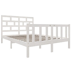 Avis Maison Chic Lit adulte - Lit simple Cadre de lit,Structure du lit Contemporain Blanc Bois de pin massif 135x190 cm Double -MN40950