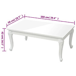 ComfortXL Table Basse Blanc Brillant 100x50x42 Cm Bois D'ingénierie pas cher