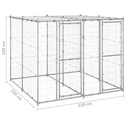 Helloshop26 Chenil extérieur cage enclos parc animaux chien extérieur acier galvanisé avec toit 4,84 m² 02_0000444