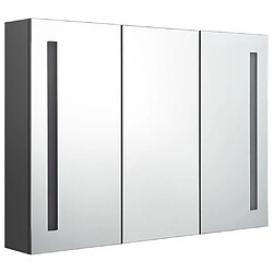 Maison Chic Armoire de salle de bain,Meuble de rangement,Meuble haut à miroir LED 89x14x62 cm Gris -GKD531774