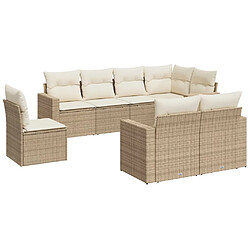 vidaXL Salon de jardin avec coussins 8 pcs beige résine tressée