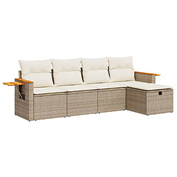 vidaXL Salon de jardin avec coussins 5 pcs beige résine tressée