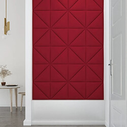 Avis vidaXL Panneaux muraux 12 pcs Rouge bordeaux 30x30 cm Velours 0,54 m²