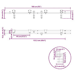 vidaXL Kit fixation porte coulissante 183 cm Acier inoxydable Argenté pas cher