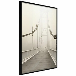 Paris Prix Affiche Murale Encadrée Bridge Disappearing into Fog 20 x 30 cm Noir