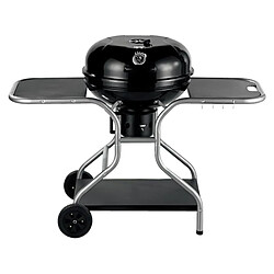 Brixo Barbecue charbon de bois GLOBO Ø 55cm Couvercle Thermostat 2 roues et 2 pieds + 2 Tablettes