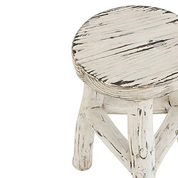 Avis Mes Tabouret rond 26x26x50 cm en bois blanc vieilli