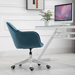 Acheter Homcom Chaise de bureau velours fauteuil bureau massant coussin lombaire intégré hauteur réglable pivotante 360° bleu