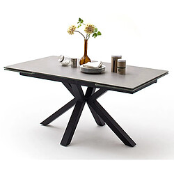 Pegane Table à manger extensible en céramique gris clair et métal noir mat - L.160-240 x H.76 x P.90 cm