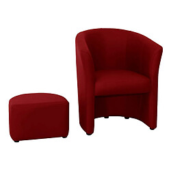 But Fauteuil cabriolet et pouf CLAYTON PU rouge pas cher