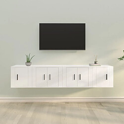 Maison Chic Ensemble de meubles TV 4 pcs pour salon - Blanc brillant Bois d'ingénierie -MN78860