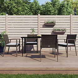 Maison Chic Lot de 4 Chaises de jardin,Fauteuil d'extérieur coussins marron 56,5x57x83 cm rotin -MN30015