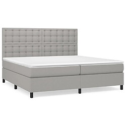 vidaXL Sommier à lattes de lit avec matelas Gris clair 200x200cm Tissu