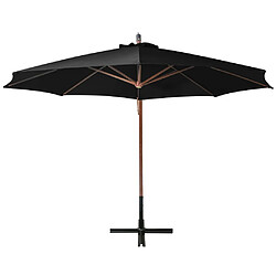 Helloshop26 Parasol suspendu avec mât 3,5 x 2,9 m bois de sapin massif noir 02_0008715