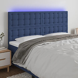 Maison Chic Tête de lit scandinave à LED,meuble de chambre Bleu 160x5x118/128 cm Tissu -MN27907