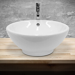 Avis Ecd Germany Lavabo en céramique blanc vasque a poser rond évier design moderne 420x170mm