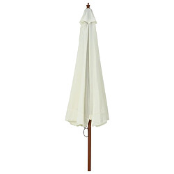 Helloshop26 Parasol avec mât en bois 330 cm blanc sable 02_0008120