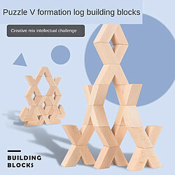 16 pièces V forme naturel grand bois 3D blocs de construction jouets bébé non peindre en bois Montessori éducatif empilage blocs jouet enfant