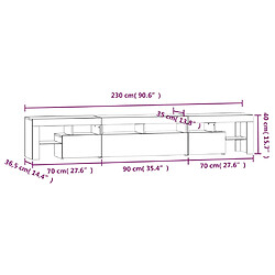 vidaXL Meuble TV avec lumières LED Chêne sonoma 230x36,5x40 cm pas cher