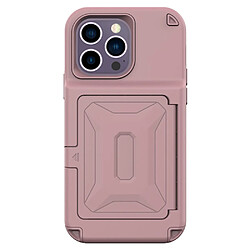 Coque en TPU + acrylique avec béquille et porte-carte pour votre iPhone 14 Pro - rose