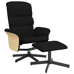 vidaXL Fauteuil inclinable avec repose-pied noir tissu