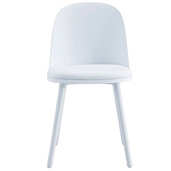 Pegane Lot de 4 chaises de salle à manger en polypropylène et simili-cuir coloris blanc - Longueur 45 x profondeur 55,50 x hauteur 80 cm