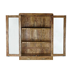 Acheter Pegane Armoire vitrine en bois acacia avec 2 tiroirs 4 portes et 3 étagères - Largeur 85 x Hauteur 190 x Profondeur 40cm