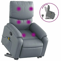 Maison Chic Fauteuil Relax pour salon, Fauteuil inclinable de massage Gris Similicuir -GKD99175