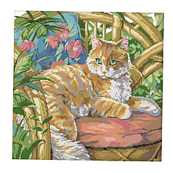 Avis Artisanat Estampillé Kit De Point De Croix-chat Chat Sur Chaise 14CT