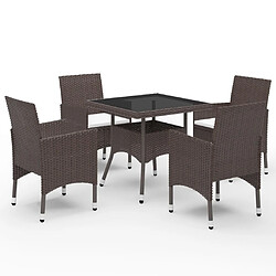 Maison Chic Mobilier à dîner 5 pcs de jardin - Ensemble table et chaises d'extérieur - Salon/Mobilier de jardin classique Marron Résine tressée et verre -MN48391