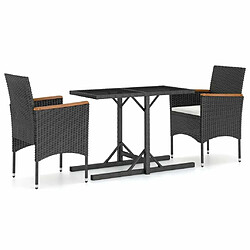 Salle à manger de jardin 3 pcs,Table et chaise à dîner Noir -MN45870