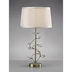 Luminaire Center Lampe de Table Willow avec Abat jour blanc 1 Ampoule laiton antique/cristal