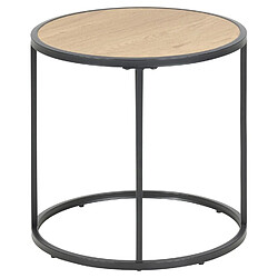 Avis Toilinux Table d'appoint ou bout de canapé rond en MDF et métal diam.45cm - Beige et Noir