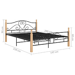 vidaXL Cadre de lit avec tête de lit sans matelas noir 140x200cm métal pas cher