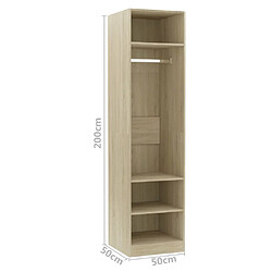 vidaXL Garde-robe Chêne sonoma 50x50x200 cm Bois d'ingénierie pas cher