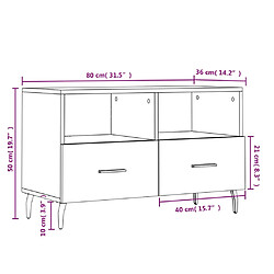 vidaXL Meuble TV Noir 80x36x50 cm Bois d'ingénierie pas cher