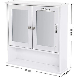 Helloshop26 Armoire murale pharmacie salle de bain 2 miroirs MDF blanc 12_0000183