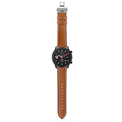 Bracelet en cuir véritable 22mm boucle papillon argent/marron pour votre Huami Amazfit GTR 47mm