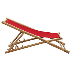 Maison Chic Chaise de terrasse jardin,fateuill d'extérieur bambou et toile rouge -GKD31238 pas cher