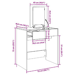 vidaXL Coiffeuse avec miroir noir 73x46,5x120 cm pas cher