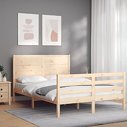 Maison Chic Cadre/structure de lit avec tête de lit pour adulte - Lit Moderne Chambre double bois massif -MN32268