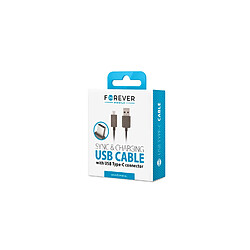 Forever Câble USB - USB Type C, 1m, 1A, Noir