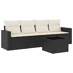 Maison Chic Ensemble de 5 Tables et chaises d'extérieur avec coussins,Salon de jardin noir résine tressée -GKD213173