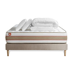 Marmottes & Co Pack prêt à dormir matelas LE DÉLICAT 140x190 Ressorts ensachés et Mémoire de forme + sommier Beige