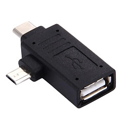 Wewoo Adaptateur noir USB-C / Type-C Mâle + Micro USB vers USB 2.0 Femelle