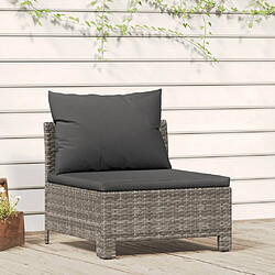 Maison Chic Canapé central de jardin avec coussin | Canapé Sofa d'extérieur | Fauteuil terrasse Gris Résine tressée -MN93878