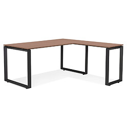 Alterego Bureau d'angle design 'BAKUS' en bois finition Noyer et métal noir - 160 cm pas cher