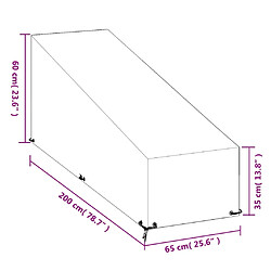 vidaXL Housse de chaise longue 12 œillets 200x65x35/60 cm polyéthylène pas cher